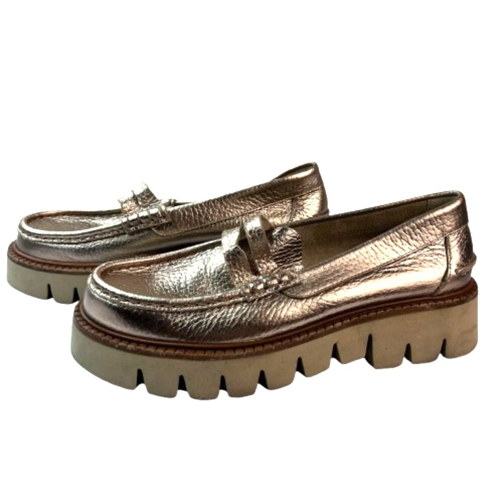 Pedro Garcia Sebas Metallic Chunky Penny Loafers Size 38/ US 8